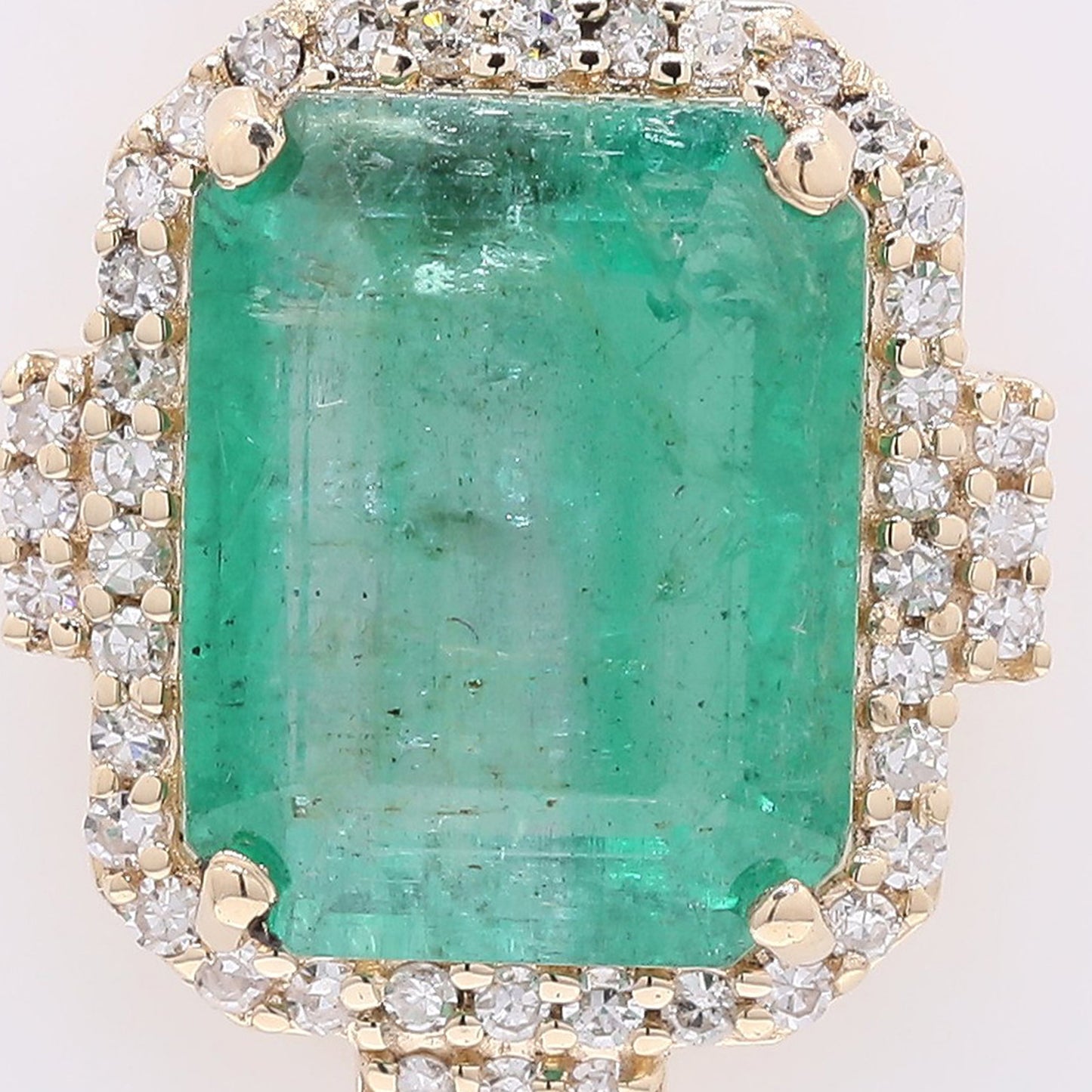 2.84 Ct Octagon Step Cut Natural Emerald 14K Gold Pendant