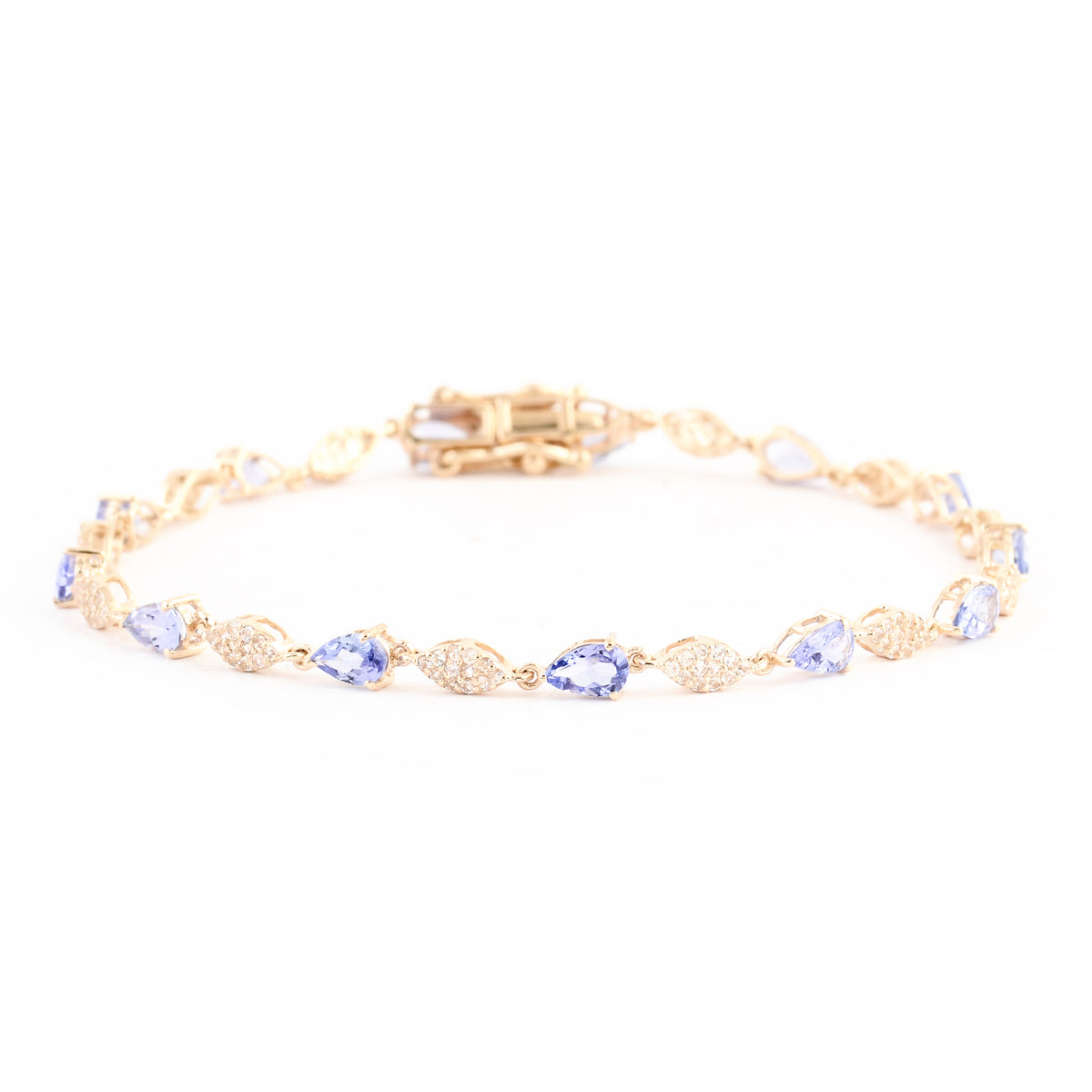 3.16 Ct Pear Tanzanite 14K Gold Bracelet