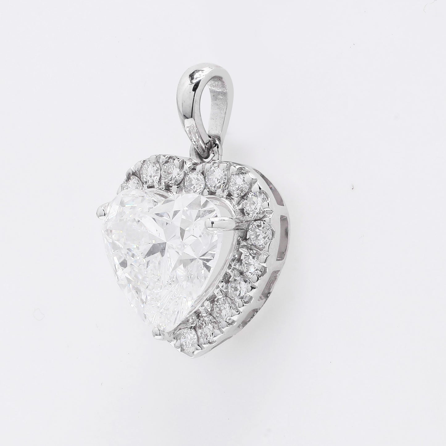 3.41 Ct Heart Brilliant Lab Grown Diamond 14K Gold Pendant