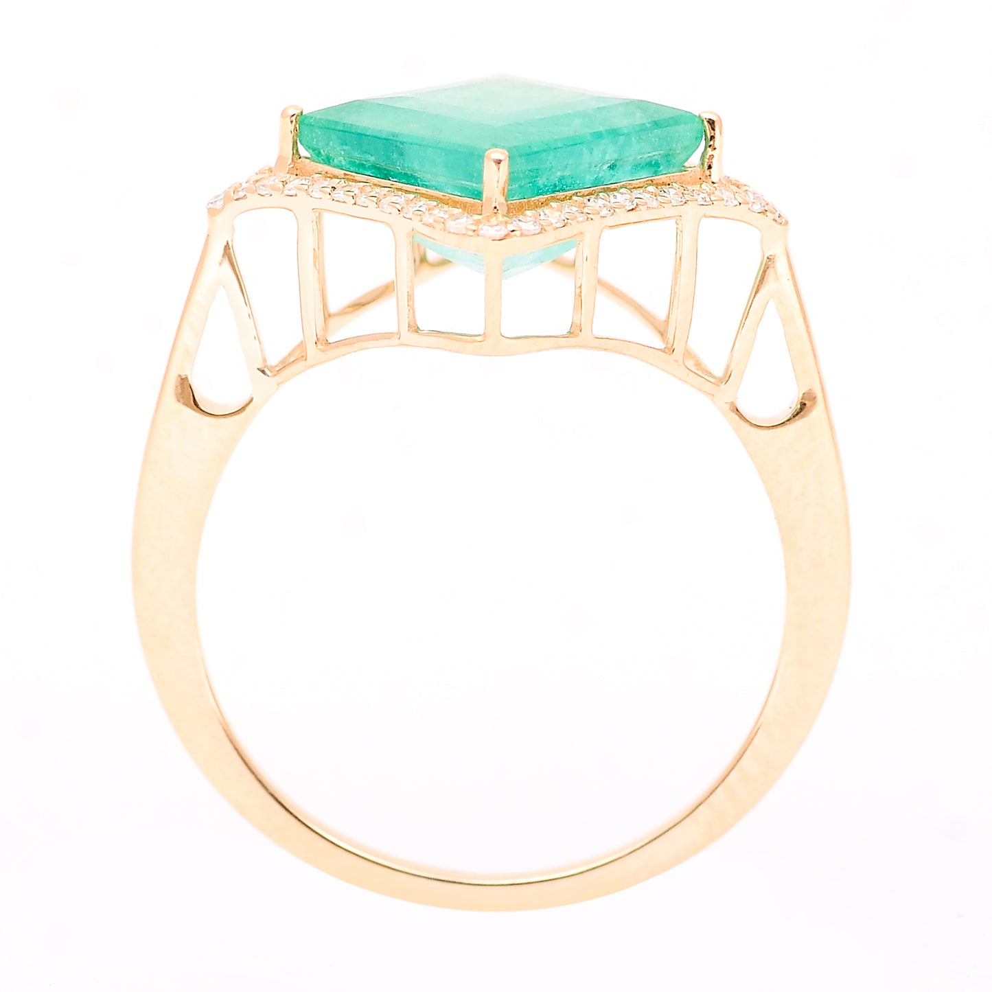 3.19 Ct Square Natural Emerald 14K Gold Ring