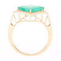 3.19 Ct Square Natural Emerald 14K Gold Ring