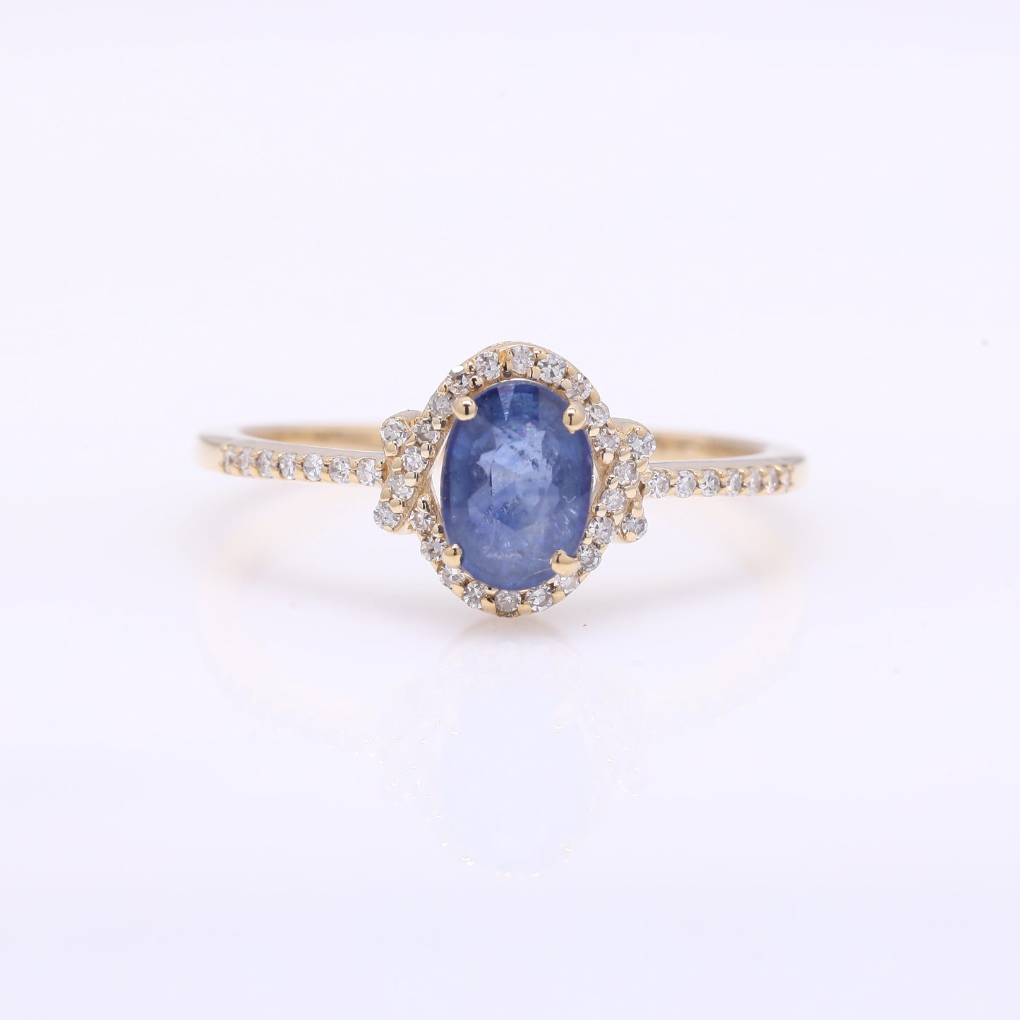 1.19 Ct Oval Mixed Cut Natural Sapphire 14K Gold Ring