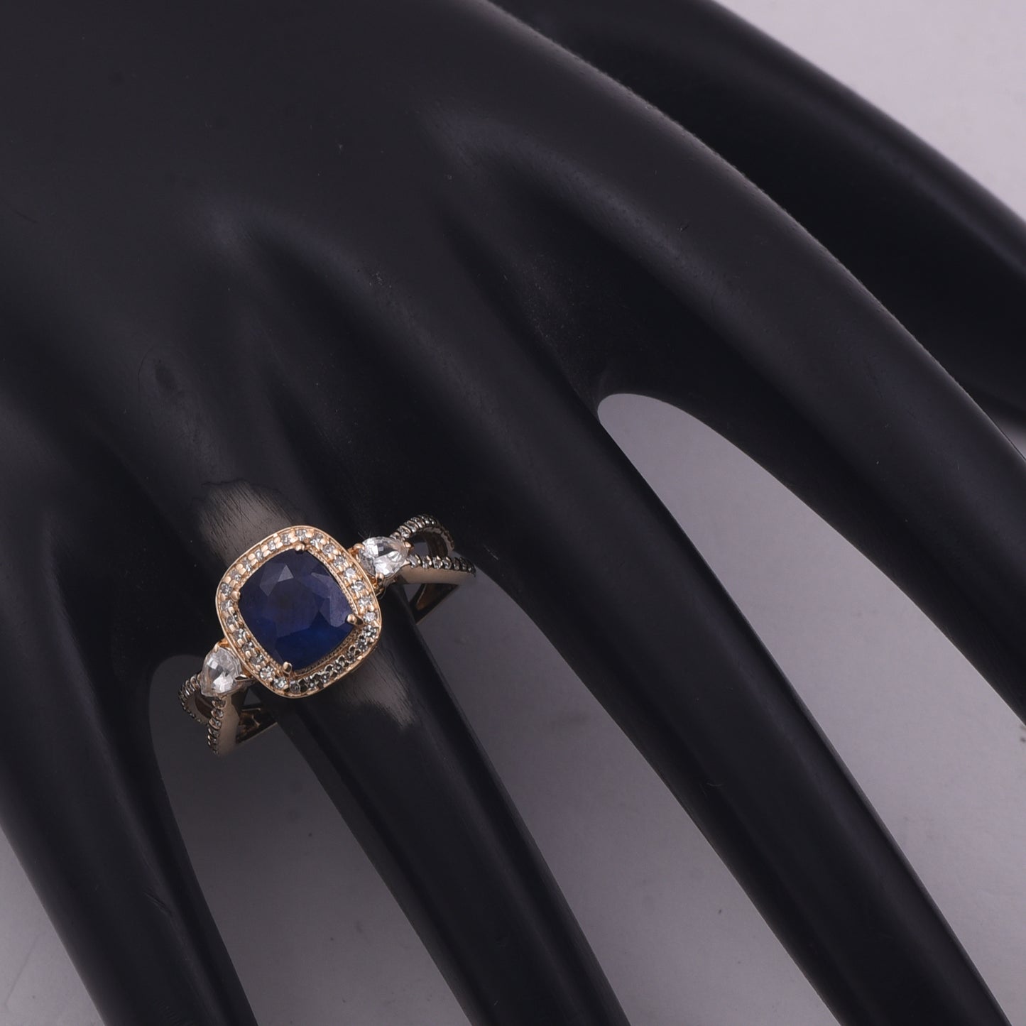 2.07 Ct Cushion Mixed Cut Natural Sapphire 14K Gold Ring