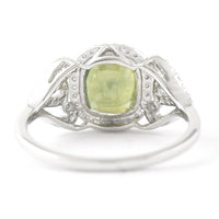 2.80 Ct Cushion Mixed Cut Natural Green Sapphire 950 Platinum Ring