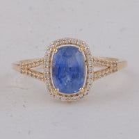 2.23 Ct Cushion Sapphire 9K Gold Ring
