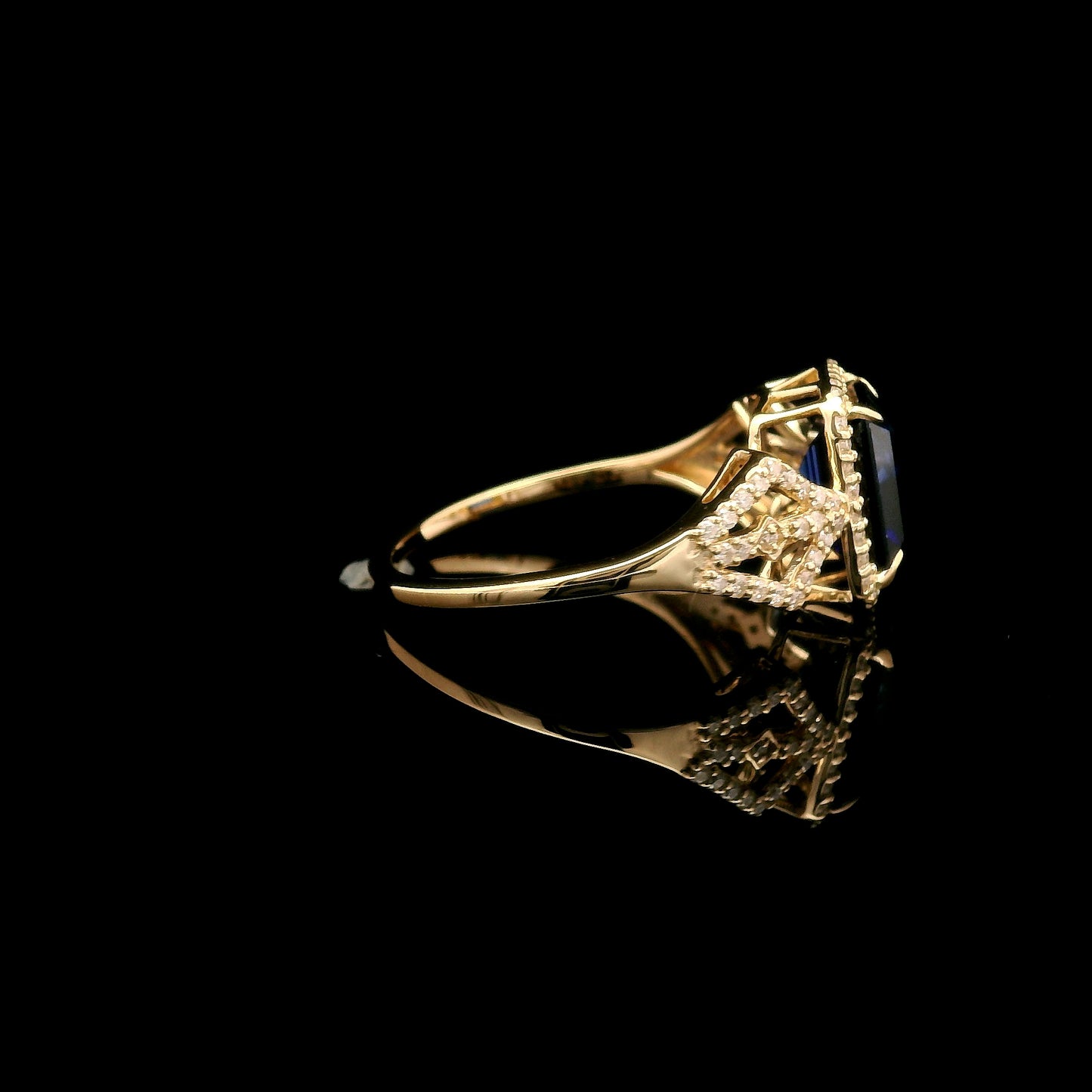 2.69 Ct Emerald Cut Lab Grown Sapphire 14K Gold Ring