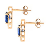 3.13 Ct Oval Mixed Cut Natural Sapphire 14K Gold Earrings