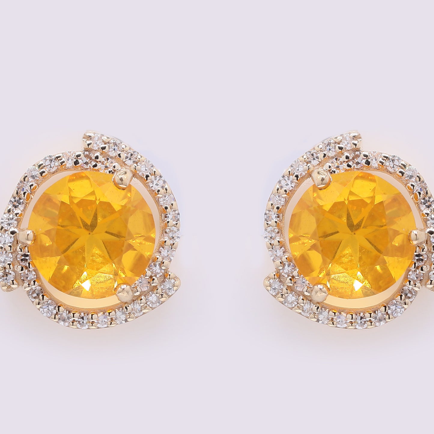 1.96 Ct Round Mixed Cut Natural Fire Opal 14K Gold Earrings