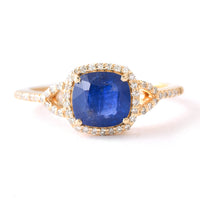 1.91 Ct Cushion Mixed Cut Natural Sapphire 14K Gold Ring