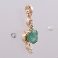 1.16 Ct Oval Natural Emerald 14K Gold Pendant