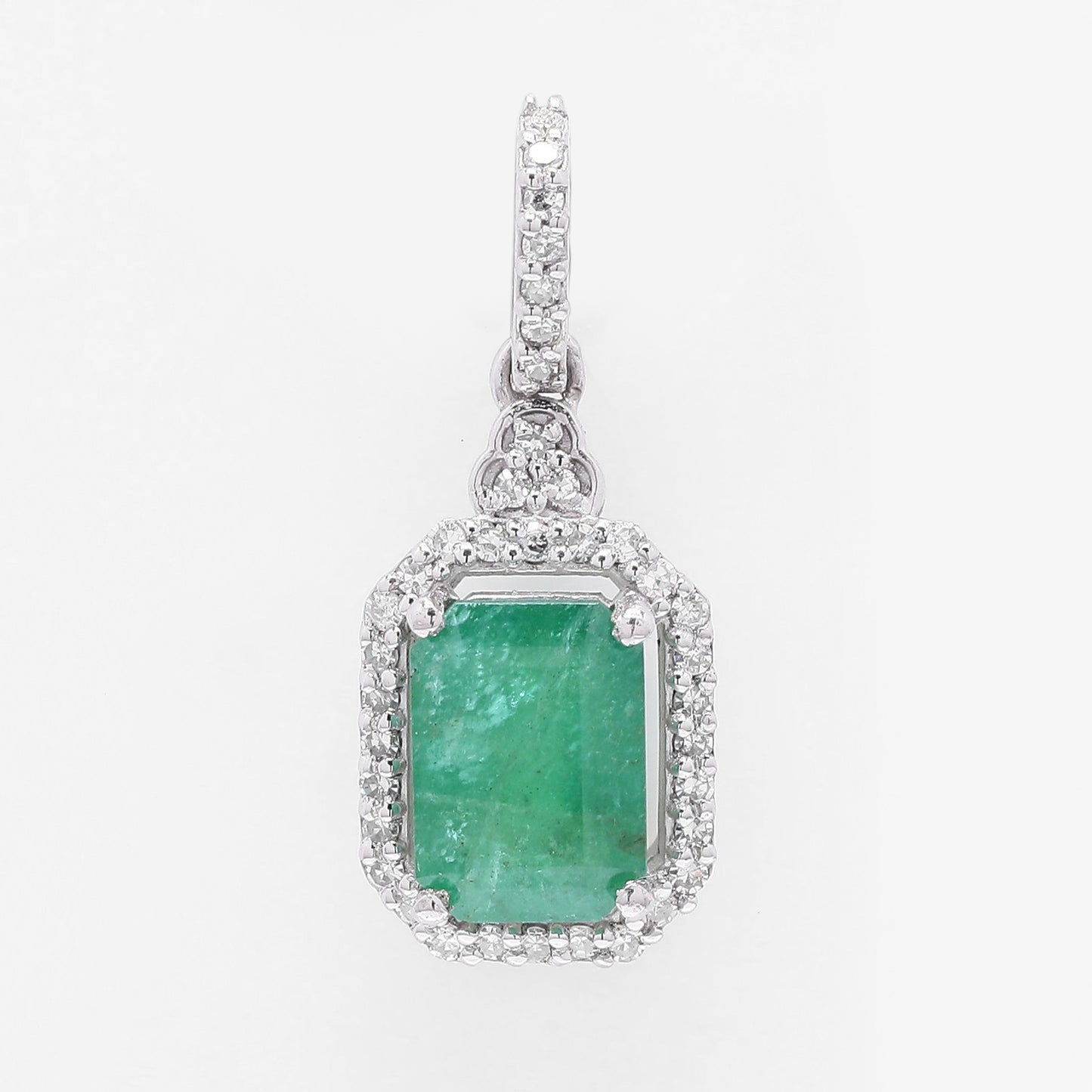 1.30 Ct Octagon Step Cut Natural Emerald 950 Platinum Pendant