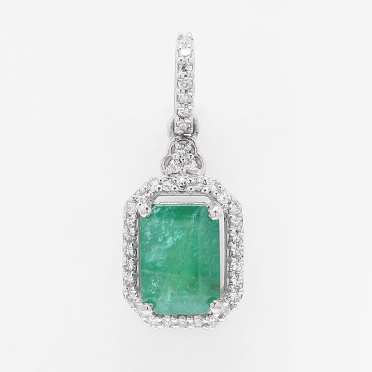 1.30 Ct Octagon Step Cut Natural Emerald 950 Platinum Pendant