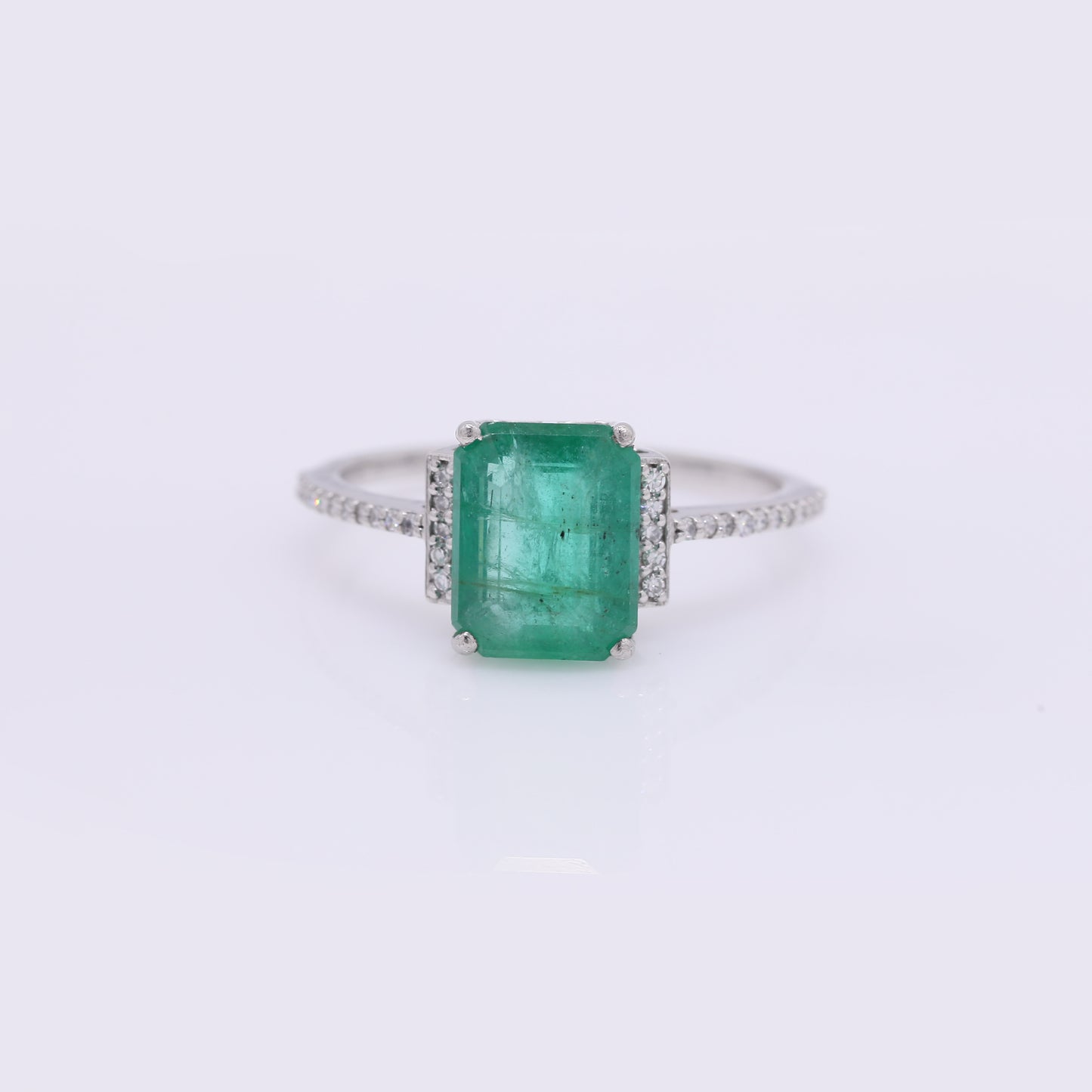 2.38 Ct Octagon Step Cut Natural Emerald 950 Platinum Ring