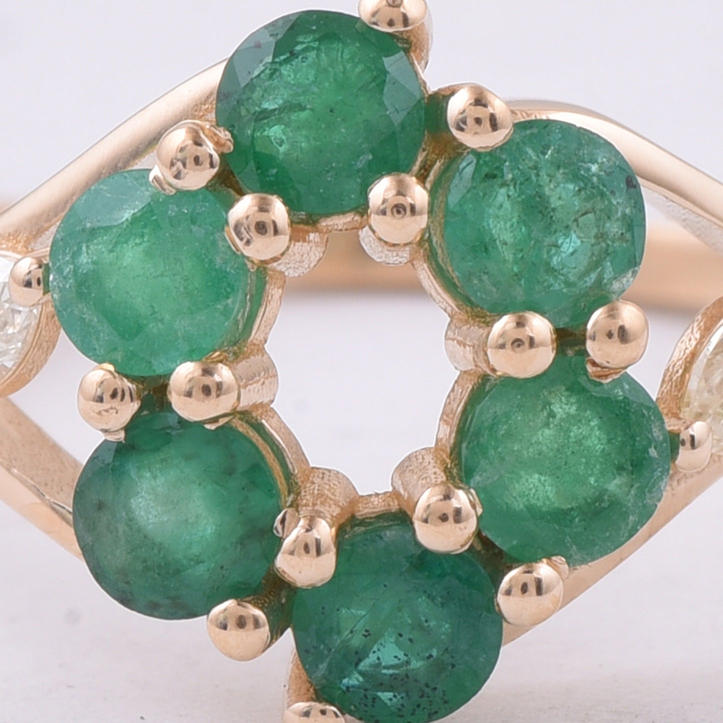1.00 Ct Round Natural Emerald 14K Gold Ring
