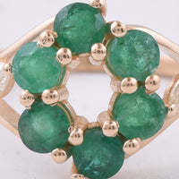 1.00 Ct Round Natural Emerald 14K Gold Ring
