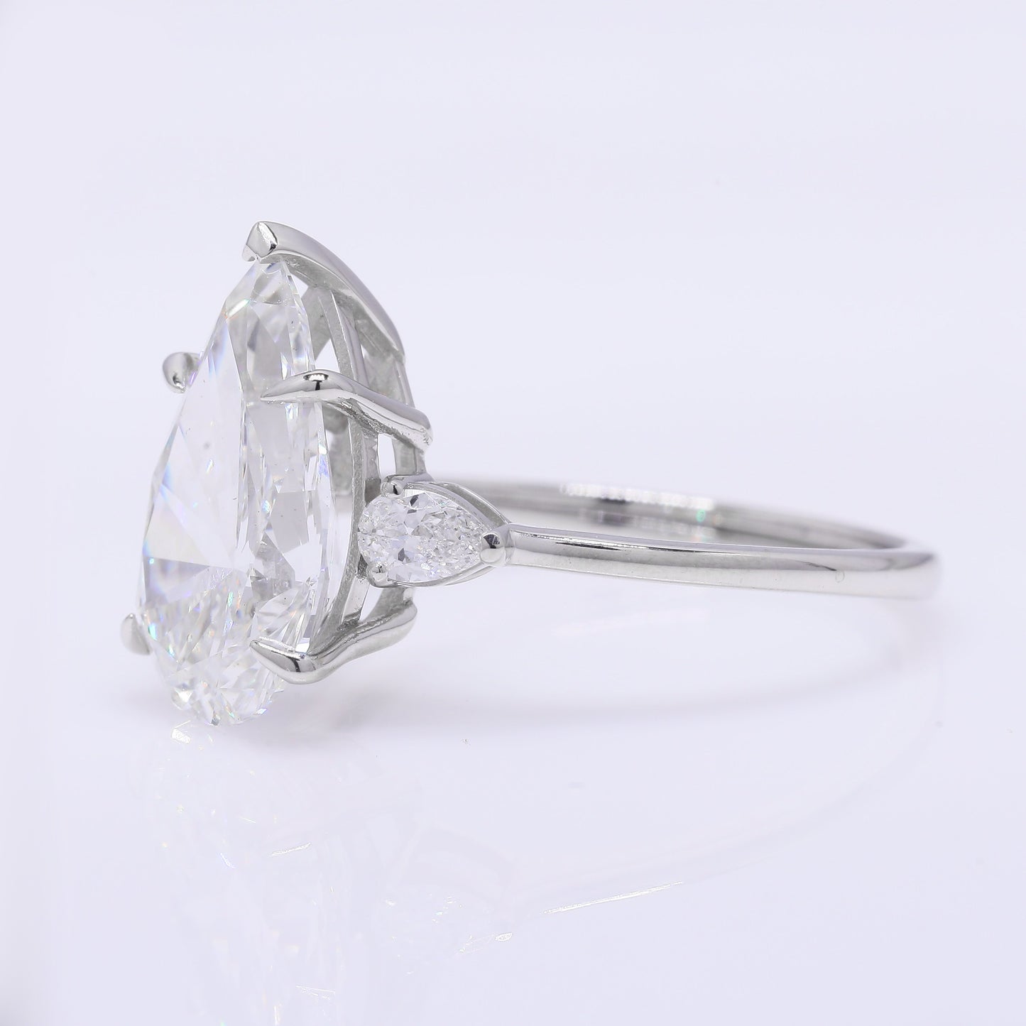4.04 Ct Pear Brilliant Lab Grown Diamond 950 Platinum Ring