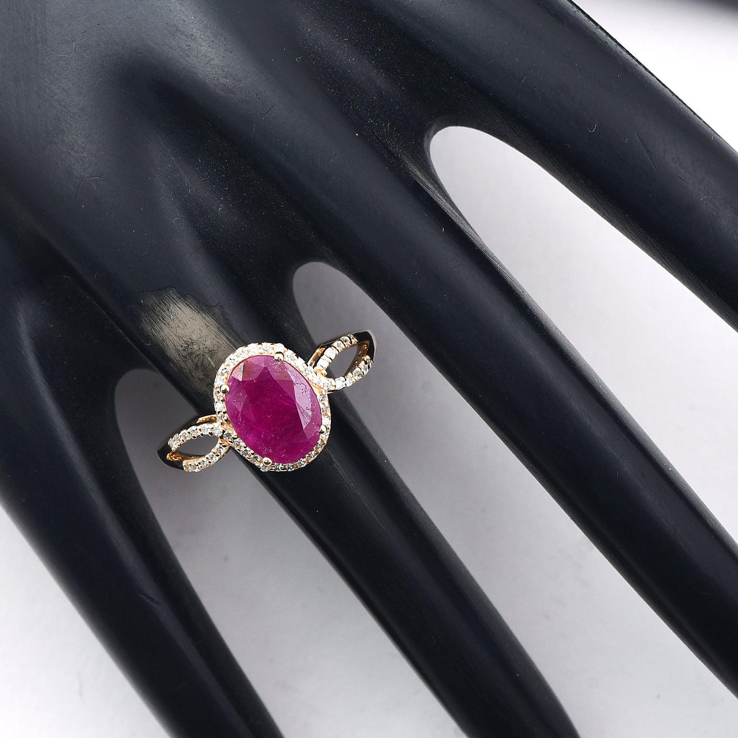 1.58 Ct Oval Mixed Cut Natural Ruby 14K Gold Ring