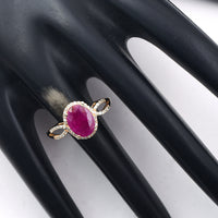 1.58 Ct Oval Mixed Cut Natural Ruby 14K Gold Ring