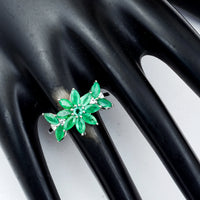 1.77 Ct Marquise Mixed Cut, Round Mixed Cut Natural Emerald 950 Platinum Ring