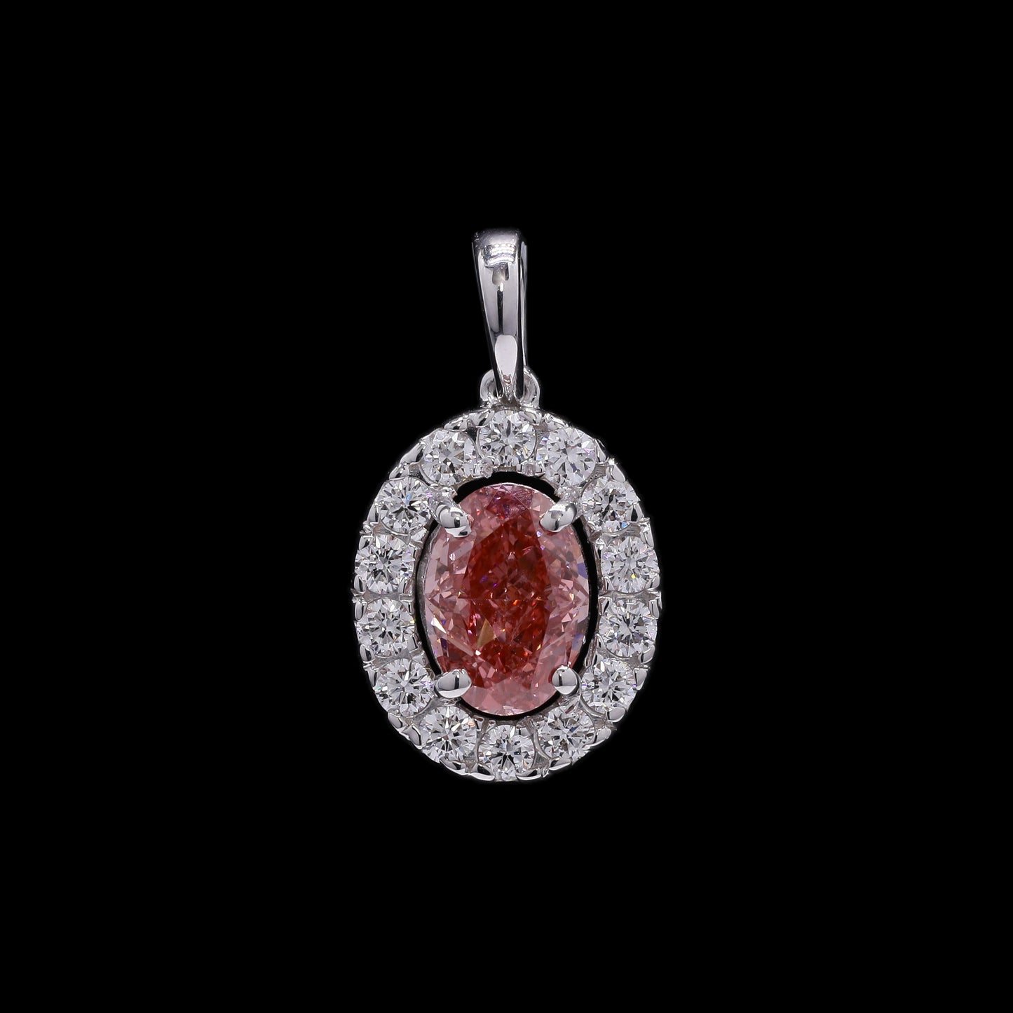 1.38 Carats Fancy Intense Pink Lab Grown Diamond 14K Gold Pendant