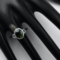 3.27 Ct Oval Mixed Cut Natural Green Sapphire 950 Platinum Ring