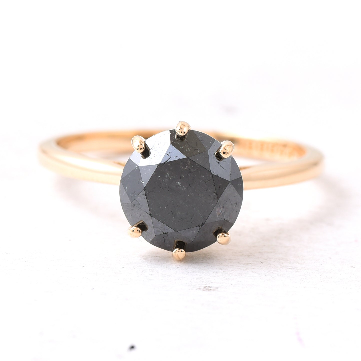 2.63 Ct Round Black Diamond 14K Gold Ring