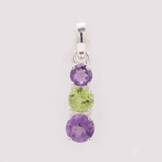0.83 Ct Round Amethyst 925 Silver Pendant