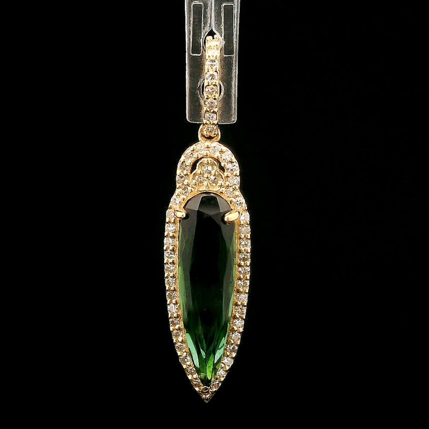 1.84 Ct Pear Mixed Cut Natural Tourmaline 14K Gold Pendant