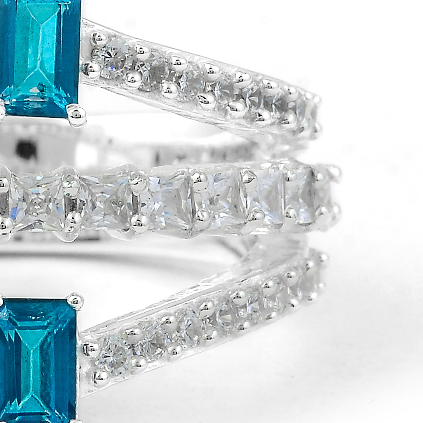2.72 Ct Octagon Paraiba Topaz, Cubic Zirconia 925 Sterling Silver Ring