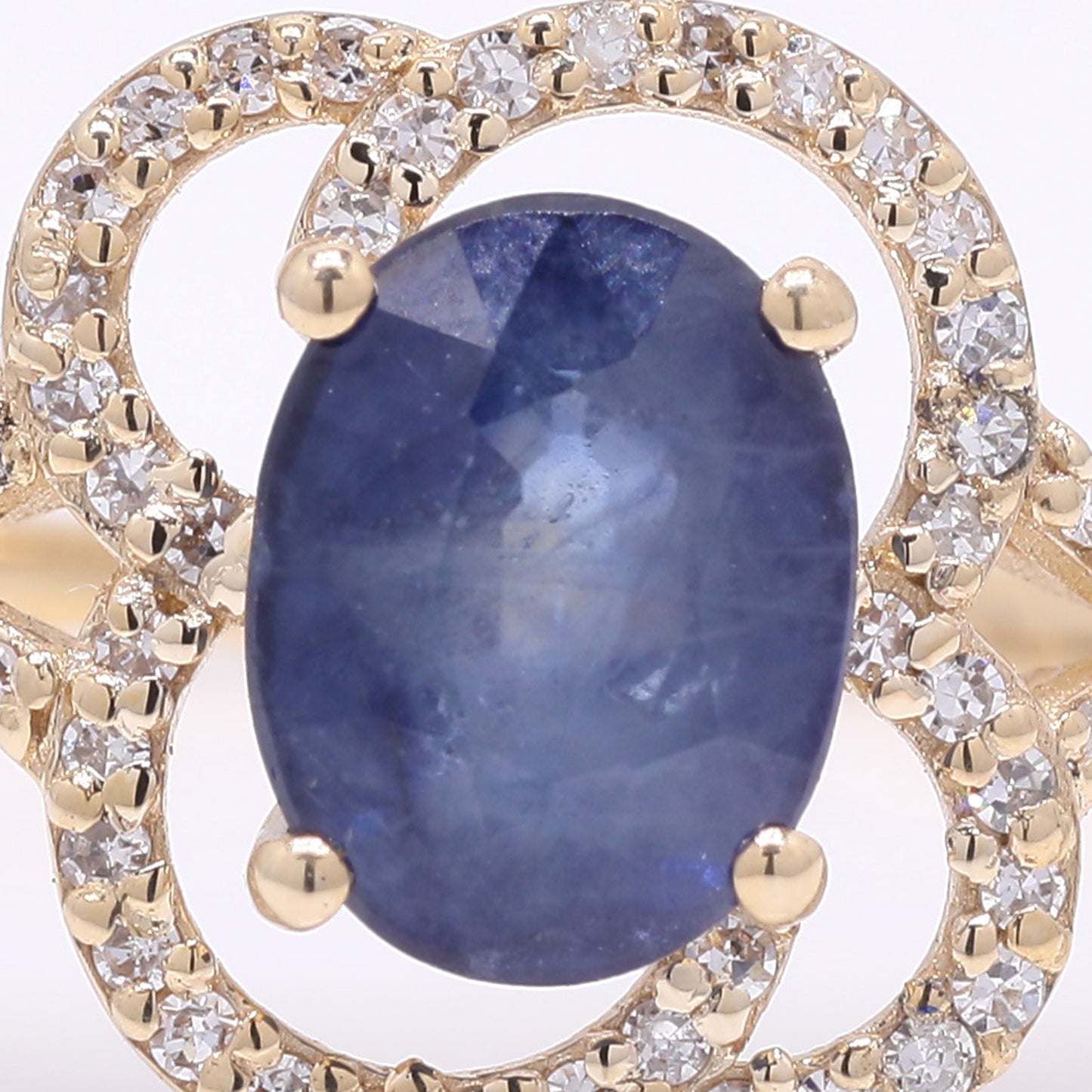 1.72 Ct Oval Mixed Cut Natural Sapphire 14K Gold Ring