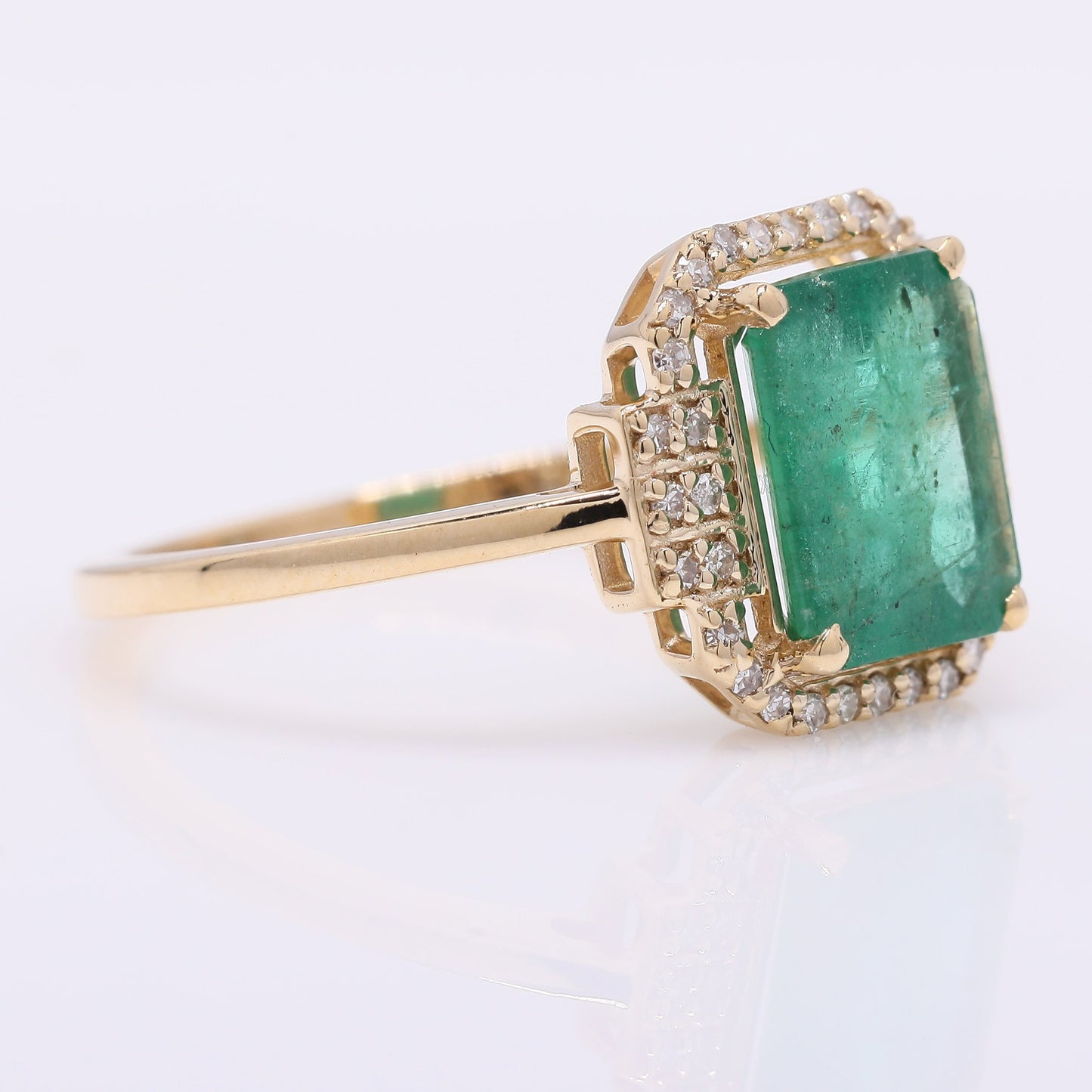 1.65 Ct Octagon Step Cut Natural Emerald 14K Gold Ring