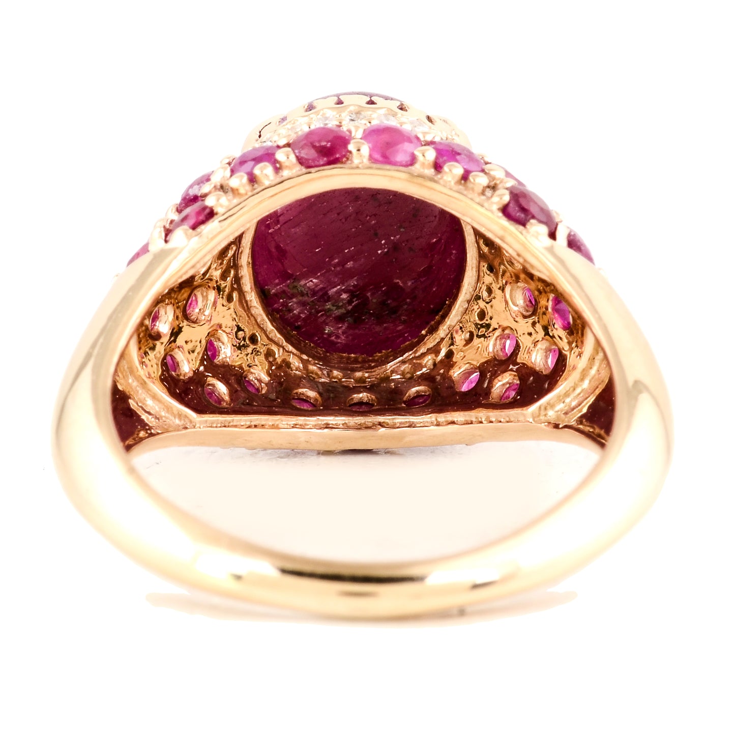 6.83 Ct Oval Cabochon Ruby 14K Gold Ring