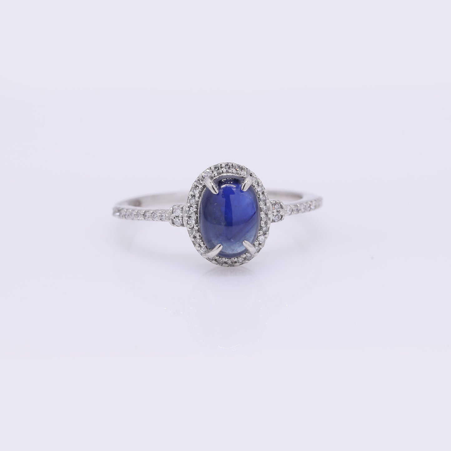 2.00 Ct Oval Cabochon Cut Natural Sapphire 950 Platinum Ring