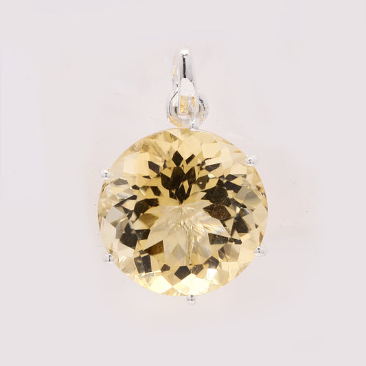 5.79 Ct Round Citrine 925 Silver Pendant