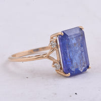 5.60 Ct Octagon Step Cut Natural Tanzanite 14K Gold Ring