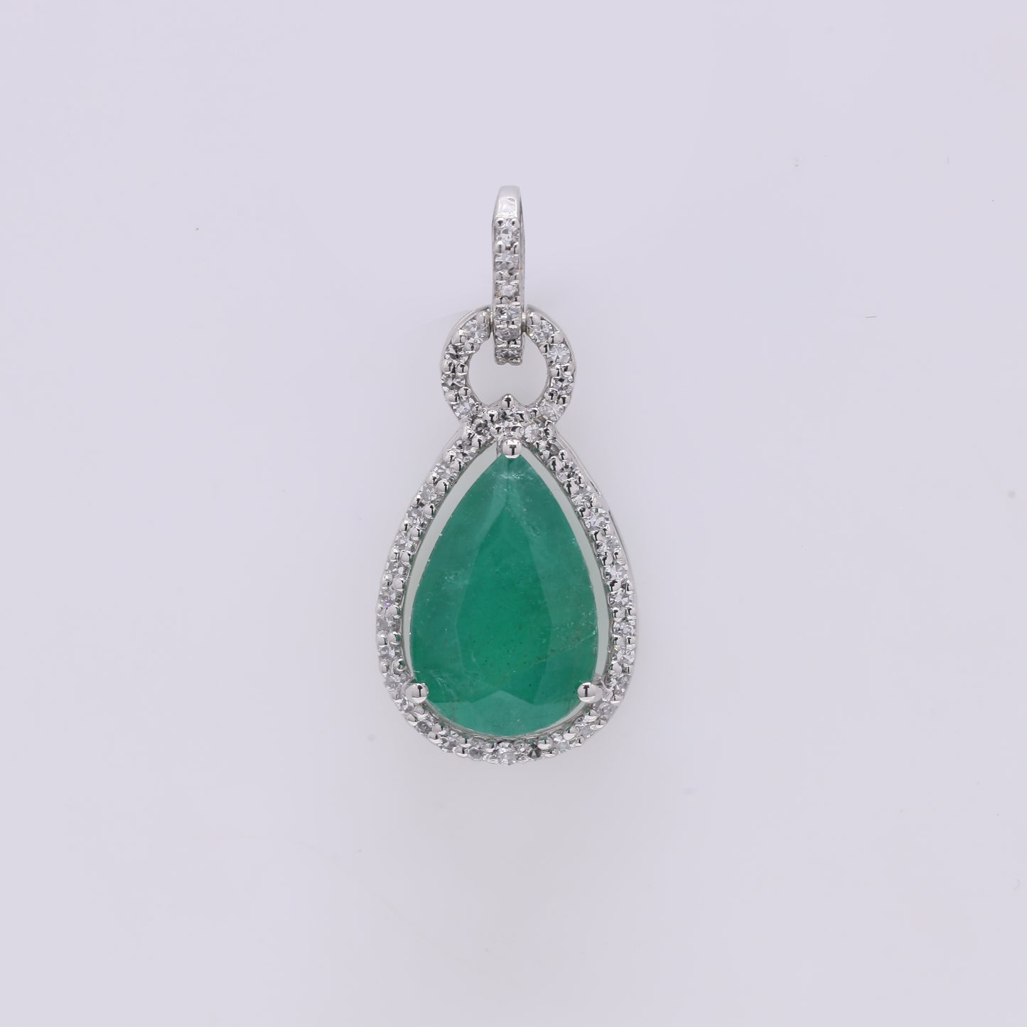 2.14 Ct Pear Mixed Cut Natural Emerald 950 Platinum Pendant