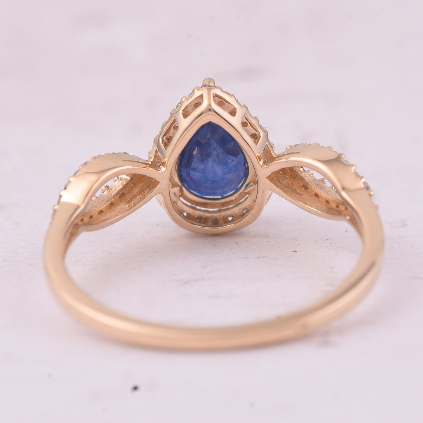 1.59 Ct Pear Mixed Cut Natural Sapphire 14K Gold Ring