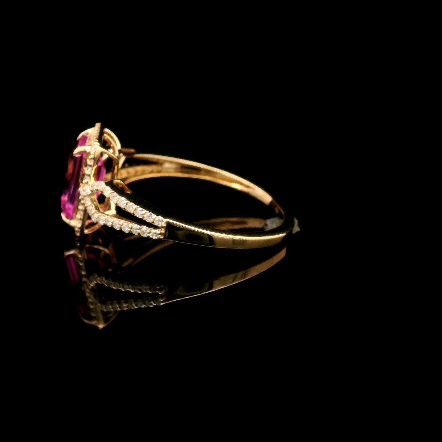 2.20 Ct Emerald Cut Lab Grown Pink Sapphire 14K Gold Ring