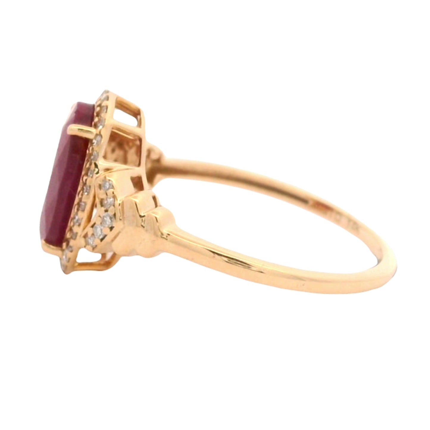 2.74 Ct Oval Mixed Cut Natural Corundum Ruby 14K Gold Ring