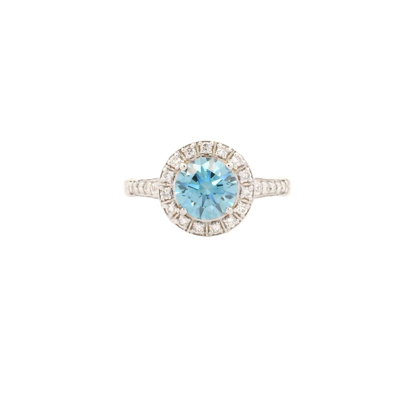 1.56 Carats Blue Lab Grown Diamond 14K Gold Ring