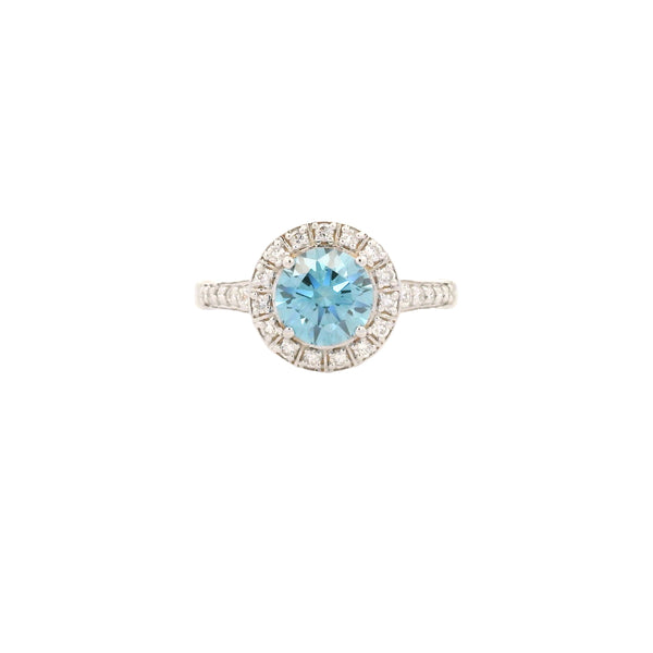 1.56 Carats Blue Lab Grown Diamond 14K Gold Ring