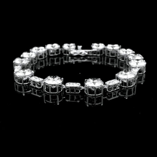 28.91 Ct Round Lab Grown Diamond 14K Gold Bracelet