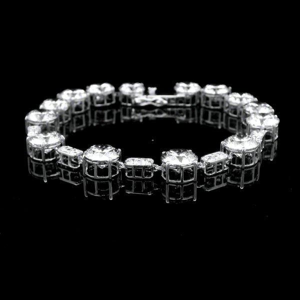 28.91 Ct Round Lab Grown Diamond 14K Gold Bracelet