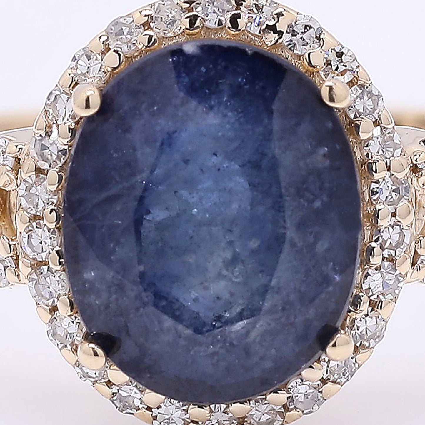 2.18 Ct Oval Mixed Cut Natural Sapphire 14K Gold Ring