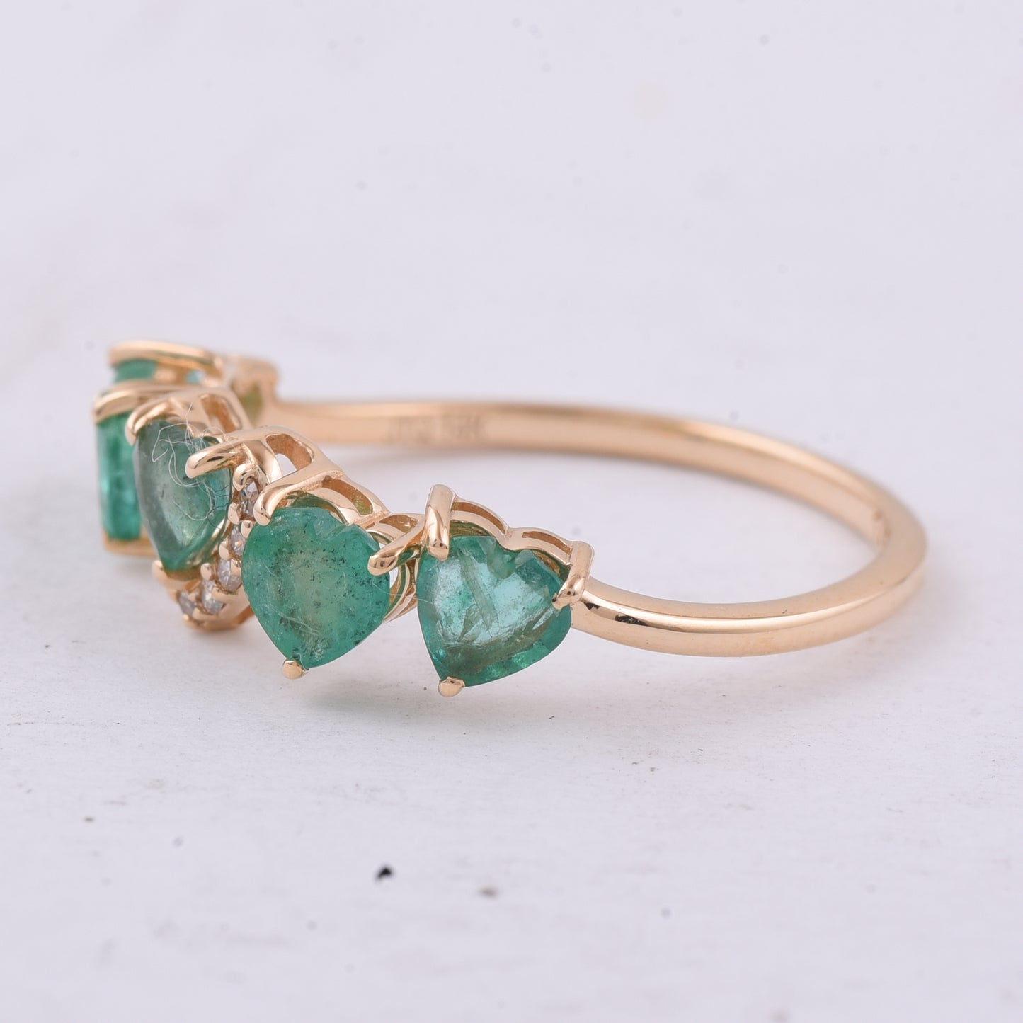 1.07 Ct Heart Natural Emerald 14K Gold Ring