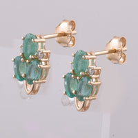 1.53 Ct Oval Natural Emerald 14K Gold Earrings
