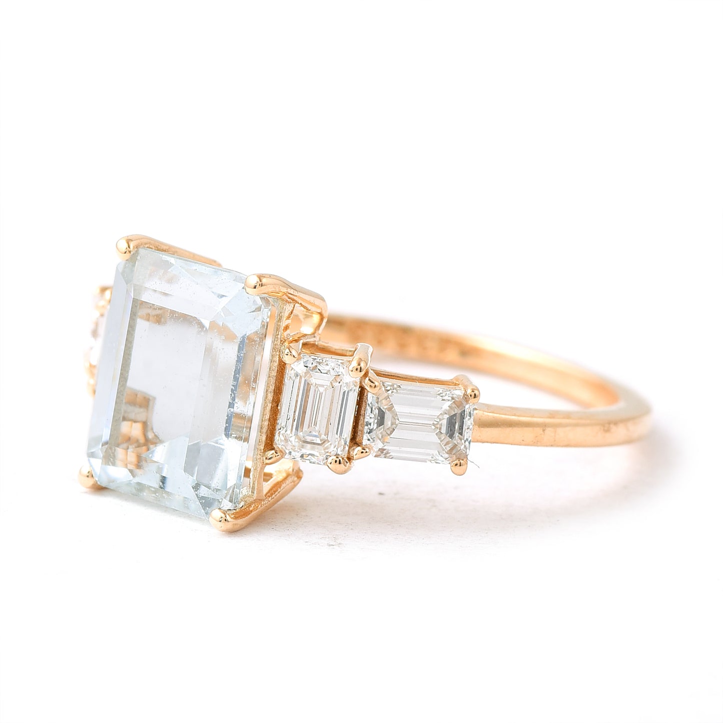 1.89 Ct Octagon Step Cut Natural Aquamarine 14K Gold Ring