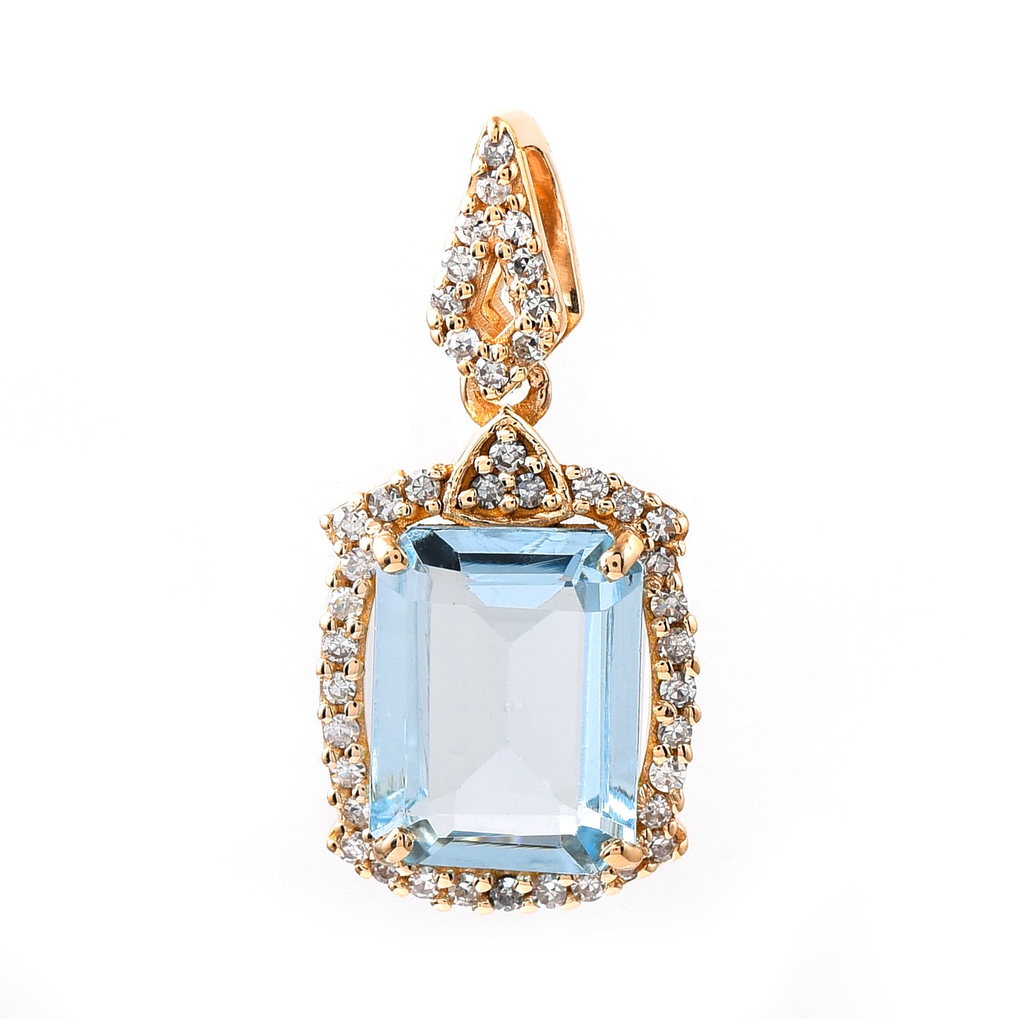 1.68 Ct Octagon Step Cut Natural Aquamarine 14K Gold Pendant