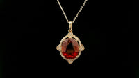 7.22 Ct Oval Hessonite 14K Gold Pendant