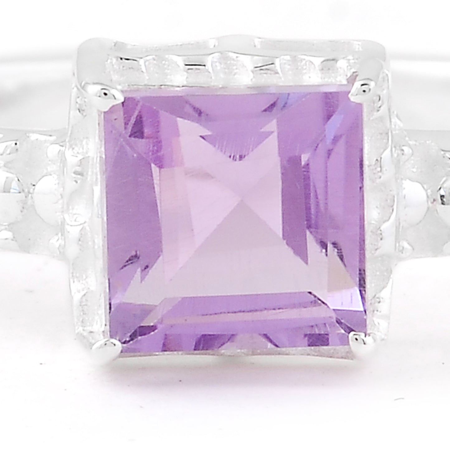 1.21 Ct Square Amethyst 925 Sterling Silver Ring